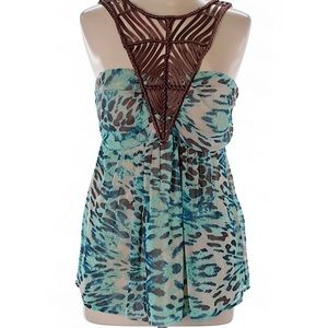 Sexy acid leopard print Boston Proper top L